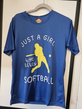 Just A Girl Who Loves Softball Graphic Tee - Blue